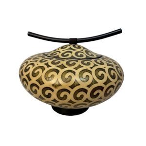 Painted Tobacco Box Ginger Jar Swirls Large 13" wide